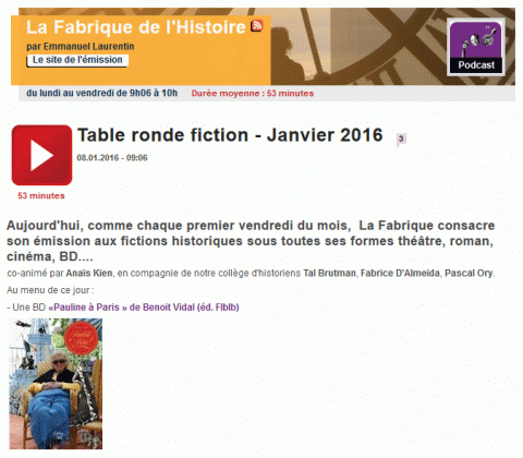 Pauline à Paris dans La Fabrique de l'histoire sur France Culture