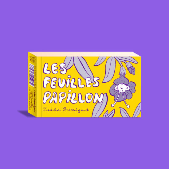 Vue 3D du verso du flipbook de Zelda Pressigout "Les feuilles papillon"